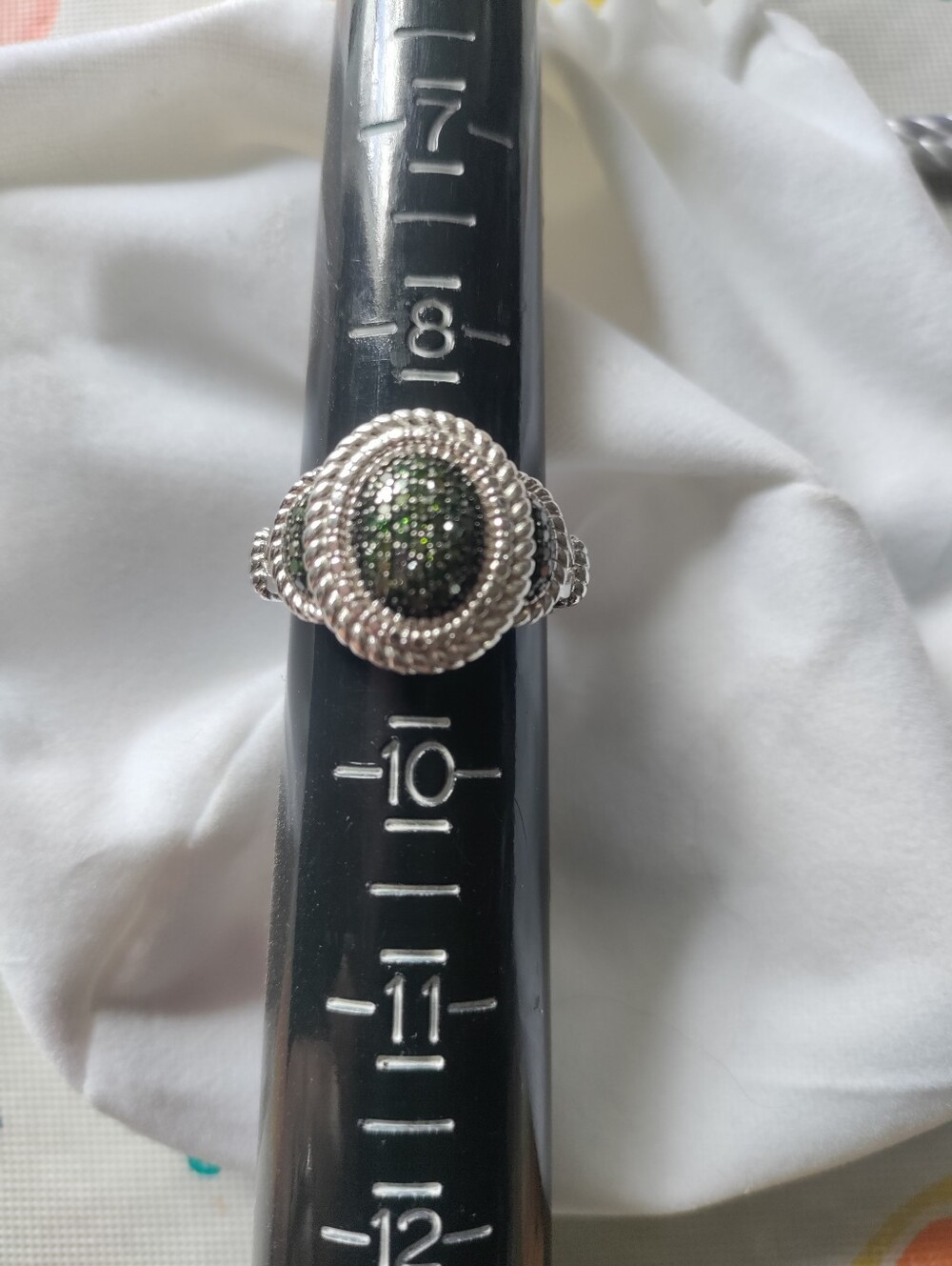 QVC Affinity Diamond Green diamond Sterling Ring Size 9